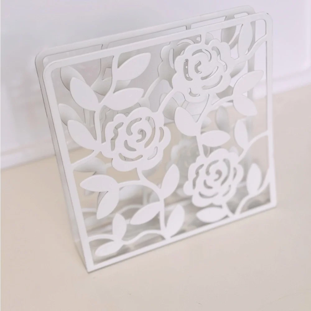 IKEA LIKSIDIG *Discontinued* Metal White Floral Napkin or Office Envelope Holder